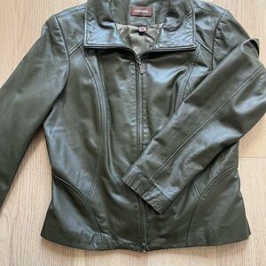 Danier Olive Leather Zip Jacket